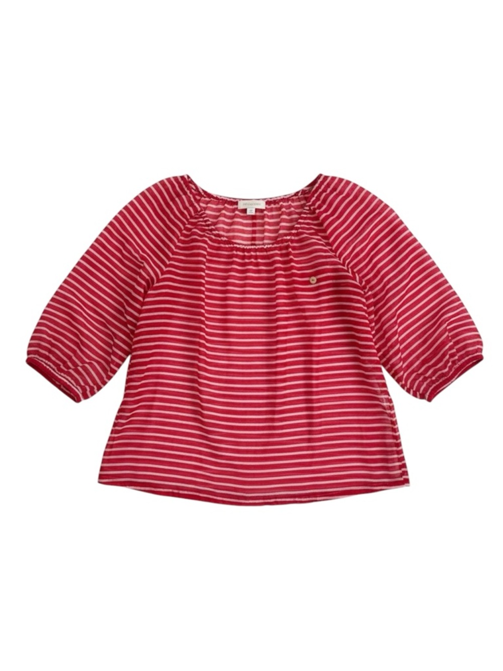 J. Crew Red & White Striped Cotten Gauze Blouse, Size Small